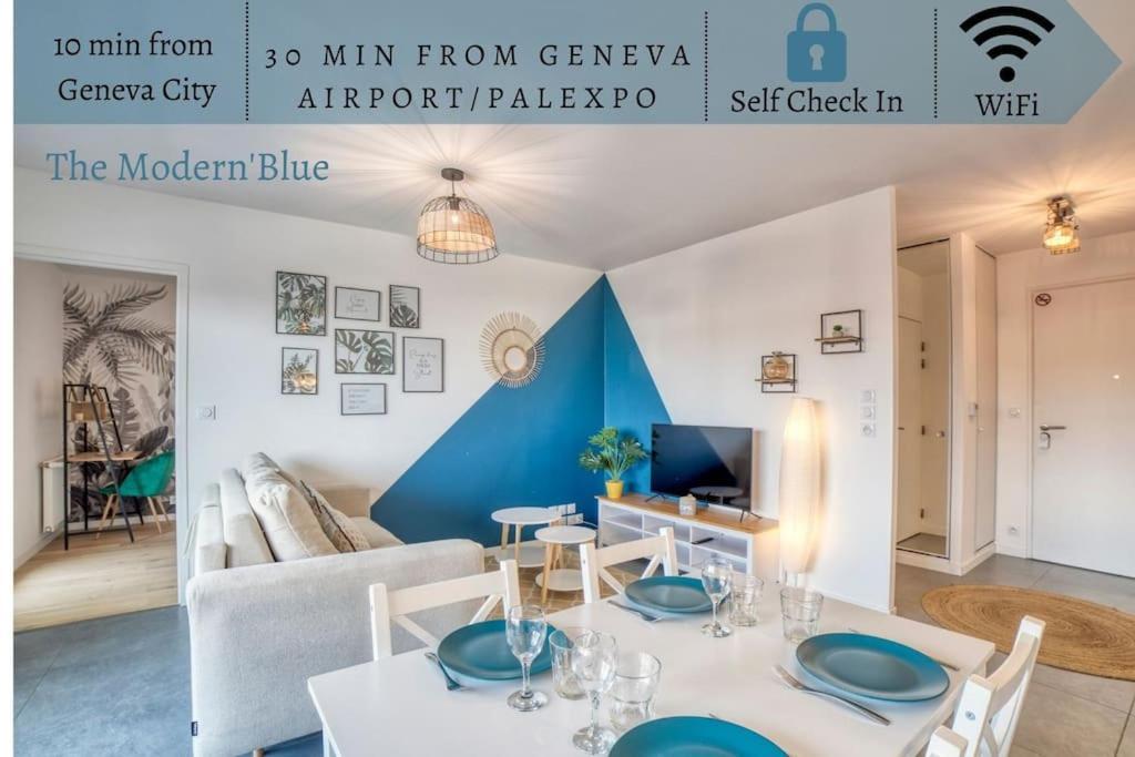 Modern'Blue - Gare Annemasse A 3Min-Geneve Acces Direct Apartment Exterior foto